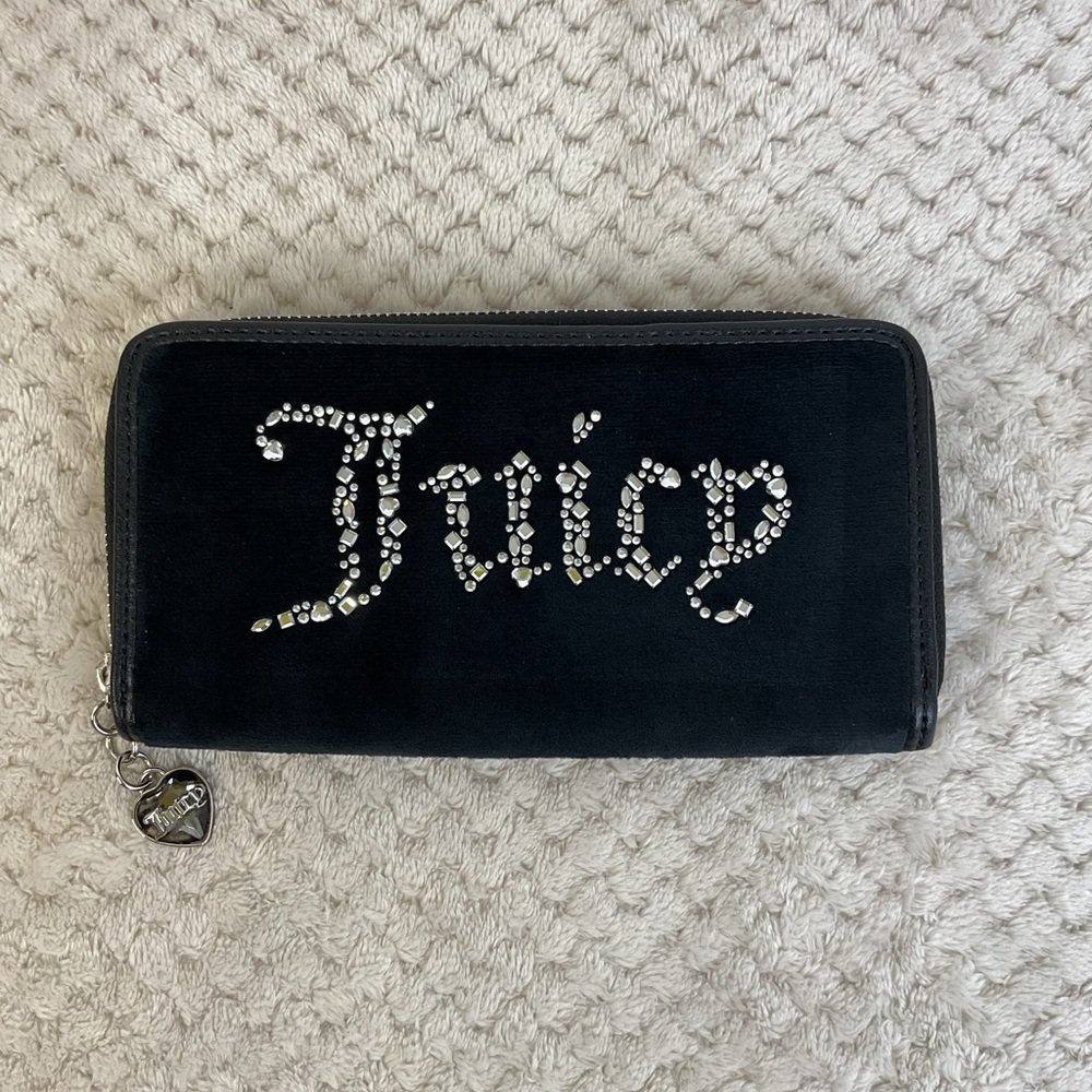 Juicy Couture Black Velour Bling Wallet